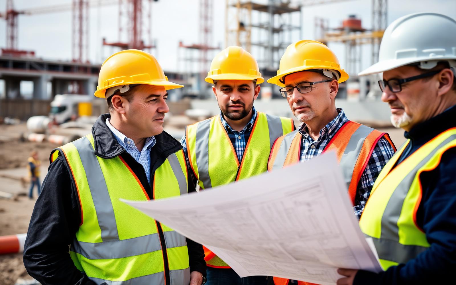 Delta engineers reviewing plans on site